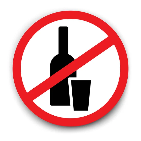 Alcohol ban. A bottle with a glass crossed out. Prohibition to drink alcohol. Stock image. — Stock Vector