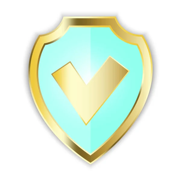 3d shield with check mark. Checklist icon symbol. Shield icon vector. Data secure. Stock image. — Stock Vector