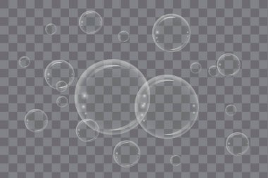 Sabun köpükleri boş arkaplan. 3D Gerçekçi sabun köpükleri boş arkaplan. Hisse senedi. EPS 10.