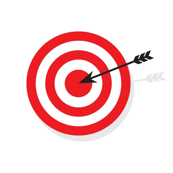 Roter Zielpfeil Mittig Auf Weißem Hintergrund Isolierte Vektorillustration Business Ikone — Stockvektor
