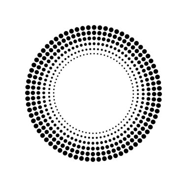 Yarım tonlu noktalar çemberi. Nokta dokusu. Soyut arkaplan afişi. Çizgi çalışması. Hisse senedi. EPS 10.
