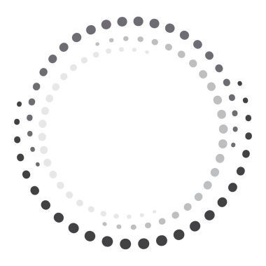 Soyut yarım tonlu noktalar çemberi. Nokta yarım ton eğim etkisi. Vektör çizimi. Hisse senedi. EPS 10.