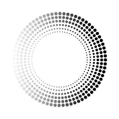 Pankart tasarımı için yarım tonda daireler çiziyor. Nokta yarım ton eğim etkisi. Hisse senedi. EPS 10.