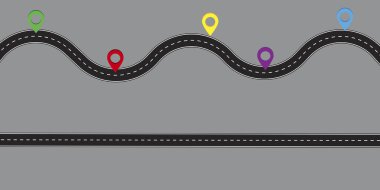 İğneli yol. Vektör tasarım şablonu. İş konsepti. Zaman çizelgesi haritası. Hisse senedi. EPS 10.