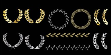 Siyah çelenk arkaplanlı bir poster. Dekorasyon tasarımı için kurdele pankartı. Kazanan ödül. Hisse senedi. EPS 10.