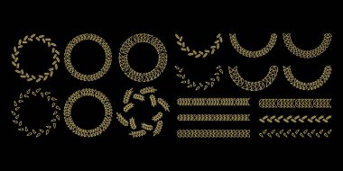 Kazanan ödül. Siyah arka planda altın çelenk. Çiçek arkaplan. Kalite tasarım elemanı. Hisse senedi. EPS 10.