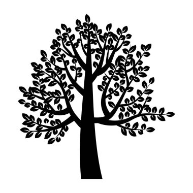 Soyut tarzda siyah ağaç. Ağaç vektör simgesi. Doğa çizimi. Beyaz arka plan. Hisse senedi. EPS 10.