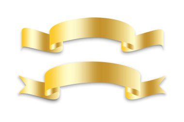 Kutlama tasarımı için altın kurdeleler. Klasik vektör çizimi. Tasarım elemanı. Hisse senedi. EPS 10.