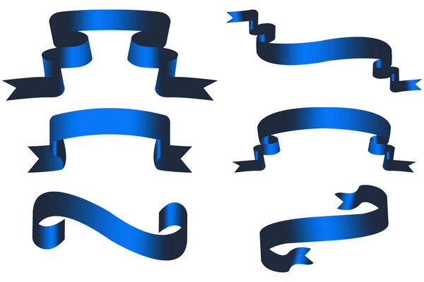 Цвет ленты изолированный белый фон. Синие голубые ленты в классическом стиле. Элемент дизайна. Изображение акции. EPS 10.