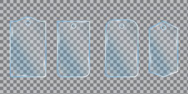 Şeffaf fiyat etiketleri, her amaç için harika bir tasarım. İndirimli satış vektörü. Hisse senedi. EPS 10.