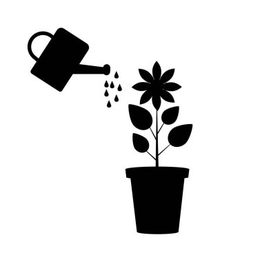 Çiçek saksısı sulama kutusu. Vektör illüstrasyonu izole edildi. Doğa çizimi. Hisse senedi. EPS 10.