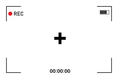 Kırmızı kameralı Retro gerçekçi bir resim. Fotoğraf çerçevesi. Hisse senedi. EPS 10.