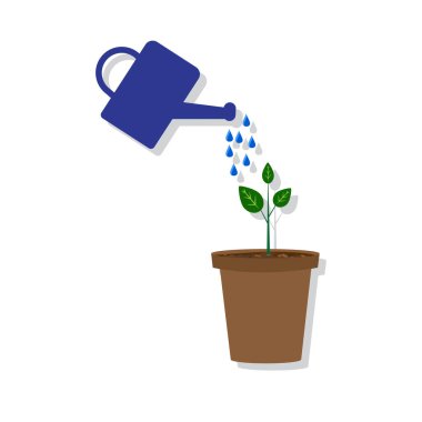 Beyaz arka planda saksı sulama kutusu. Düzenlenebilir felç. Doğa çizimi. Hisse senedi. EPS 10.