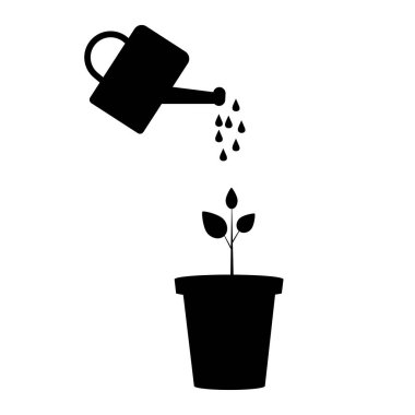 Sulama saksısı silueti. Botanik geçmişi. İzole vektör. Hisse senedi. EPS 10.