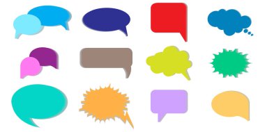 Renkli balon konuşması. Kabarcık ikonunu düşün. İletişim simgesi ayarlandı. Hisse senedi. EPS 10.