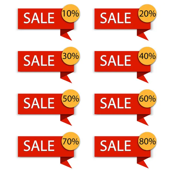 Satış rozetleri. İndirim kuponu ikonu seti. İndirimli satış vektörü. Teklif etiketi al. Hisse senedi. EPS 10.