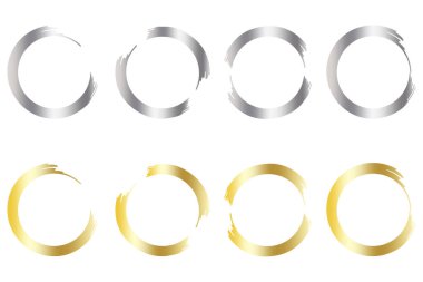 Beyaz arka planda gümüş altın halkalar. Pırıltılı arka plan. Parlak yıldız. Düğün tasarımı. Vektör ayarlandı. Hisse senedi. EPS 10.