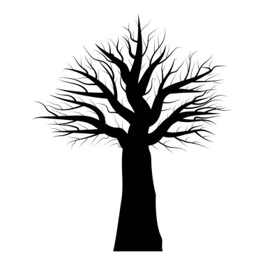 Köksüz siyah ağaçlı çizgi sanat simgesi. Vektör çizimi. Kış mevsimi. Doğa çizimi. Hisse senedi. EPS 10.