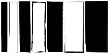 Eskiz tarzında fırça dikdörtgenleri. Dikey sınır. El çizimi soyut vektör seti. Hisse senedi. EPS 10.