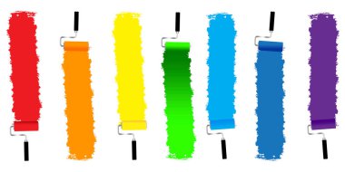 Çok renkli silindirli kağıt seti. Vektör sanat illüstrasyonu. Renkli gökkuşağı. Hisse senedi. EPS 10.