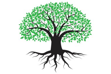 Yeşilli yeşil ağaç. Vektör sanat illüstrasyonu. Hisse senedi. EPS 10.