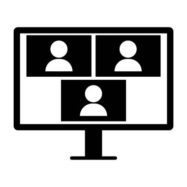 Online business webinar chat. Online remote internet learning. Computer screen. Remote work. Stock image. EPS 10.