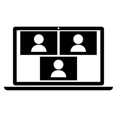 Laptop konferansı. Çevrimiçi sınıf. Çevrimiçi eğitim, öğrenme, eğitim. Uzaktan kumanda. Hisse senedi. EPS 10.