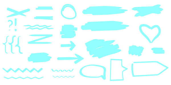 Hand drawn blue brush strokes shapes. Watercolor texture banner. Design blue pastel background. Stock image. Vector illustration. EPS 10.