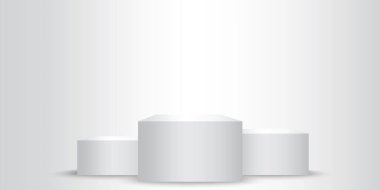 3D boş podyum. Arkaplan vektörü 3d podyum oluşturur. Gerçekçi 3D sahne, podyum, stüdyo. Yuvarlak şekilli. Hisse senedi. Vektör çizimi. EPS 10.