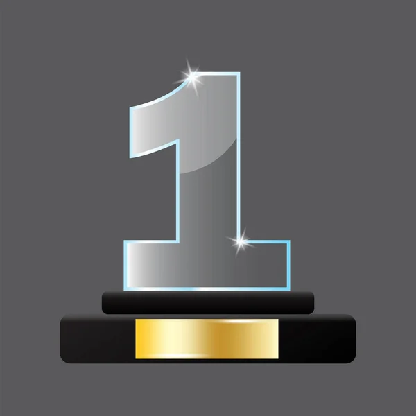 Cristal Pedestal Primeiro Troféu Prémio Vencedor Ganhar Prémio Pódio Redondo — Vetor de Stock