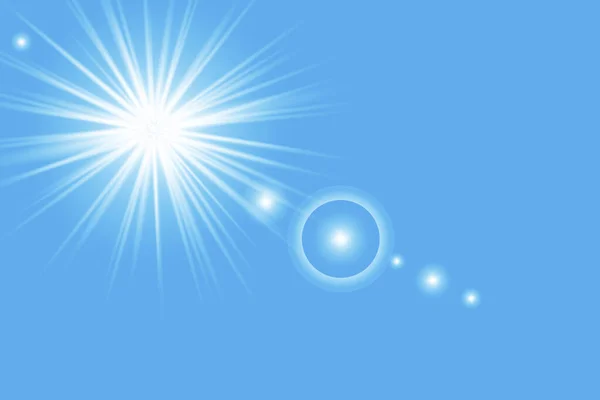Blå Strålande Strålhimmel Sommar Sol Natur Himmel Kallväderseffekt Vektorillustration Lagerbild — Stock vektor