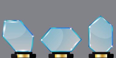 Tribünlerdeki modern kristaller, her amaç için harika bir tasarım. Kazanan ödül. Vektör çizimi. Resim yükle.