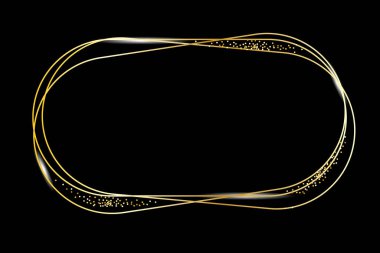 Karanlık arka planda oval altın çerçeve. Düğün tasarımı. Vektör çizimi. Hisse senedi. EPS 10.