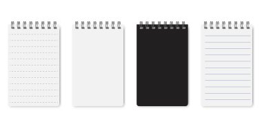 Defter maketi izole edildi. Kağıt tasarımı için kitap kapağı. Gerçekçi kitap kapağı. Kağıt tasarımı için kitap kapağı. Vektör çizimi. Resim yükle. 