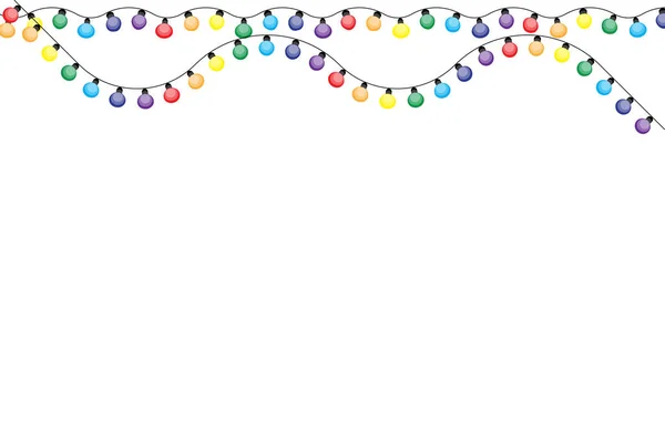 Цветные Лампочки Гирлянда Украшения Дизайн Праздничное Оформление Рождественское Знамя Векторная — стоковый вектор