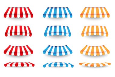 Kumaş tasarımı için renkli pavyon çatıları. Şablon tasarımı. Vektör çizimi. Hisse senedi. EPS 10.