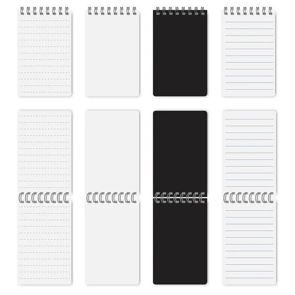ノートブックモックアップ分離 現実的な本のカバー 紙のデザインのためのブックカバー 規則上のノートパッド ベクトルイラスト ストック画像 Eps — ストックベクタ