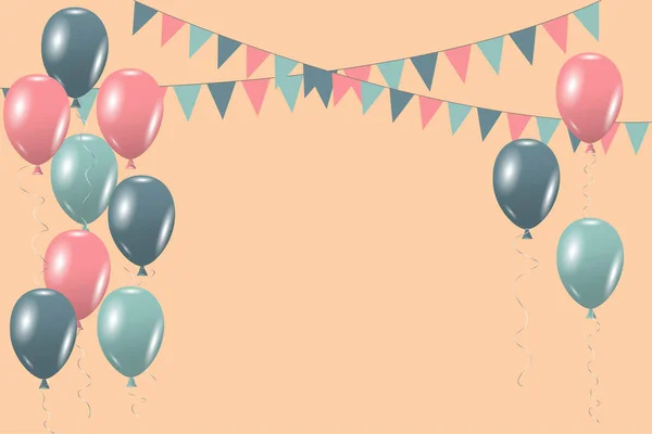 Globos Fondo Beige Para Celebración Diseño Vista Superior Imagen Archivo — Vector de stock