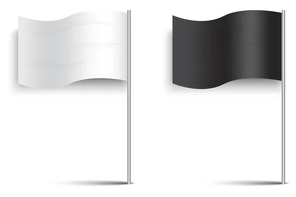 Černobílé vlajky. Prázdné realistické vlajky. Obraz akcií. Vektorová ilustrace. — Stockový vektor