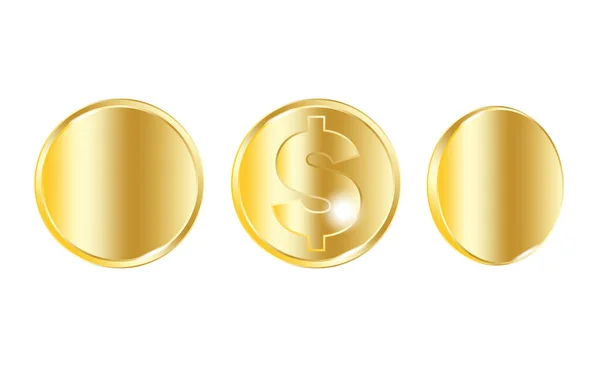 Monedas de oro. Gran victoria. Símbolo de éxito. Monedas en blanco de oro. Concepto de negocio. Imagen de archivo. Ilustración vectorial. — Archivo Imágenes Vectoriales