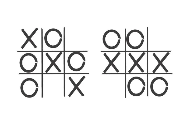 Tic tac toe en estilo dibujado a mano.Tic símbolo. Concepto de fondo del juego. Imagen de archivo. Ilustración vectorial. — Archivo Imágenes Vectoriales