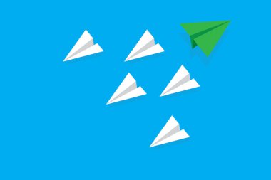 Kağıttan uçaklar. Seyahat konsepti. Ulaşım simgesi ayarlandı. İleti simgesi. Vektör çizimi. Resim yükle.