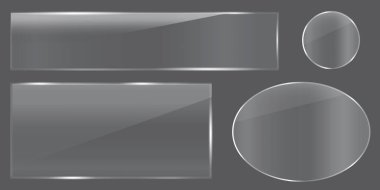 Şeffaf plaka. Pleksiglas plaka. Cam levha. Şeffaf yüzey. Vektör çizimi. Resim yükle.