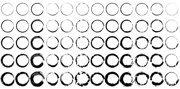 Σετ ακουαρέλας με κύκλους πινέλου. Σταμπή υφή. Λευκό φόντο. Στοιχεία σχεδίασης Grunge. Εικονογράφηση διανύσματος. Εικόνα αρχείου. — Διανυσματικό Αρχείο