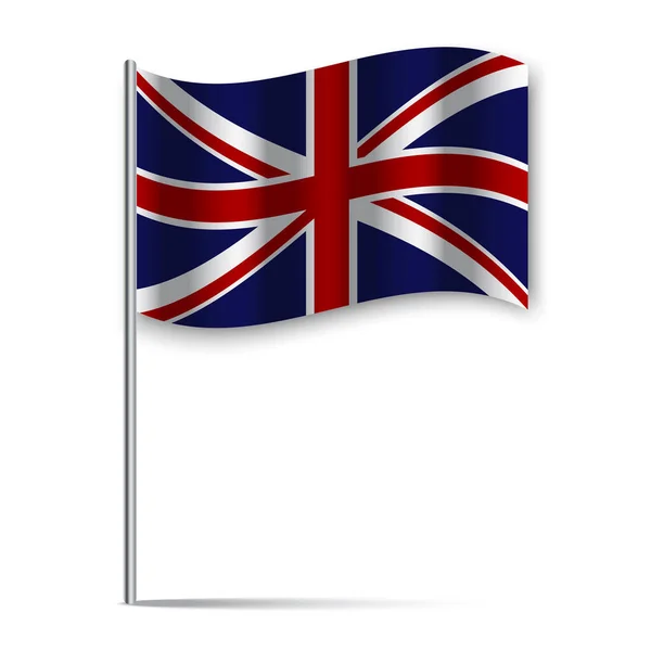 Ikona z chorągiewką Anglii na białym tle. Flaga brytyjska, flaga zjednoczonego Królestwa. Ilustracja wektora. Obraz zapasów. — Wektor stockowy