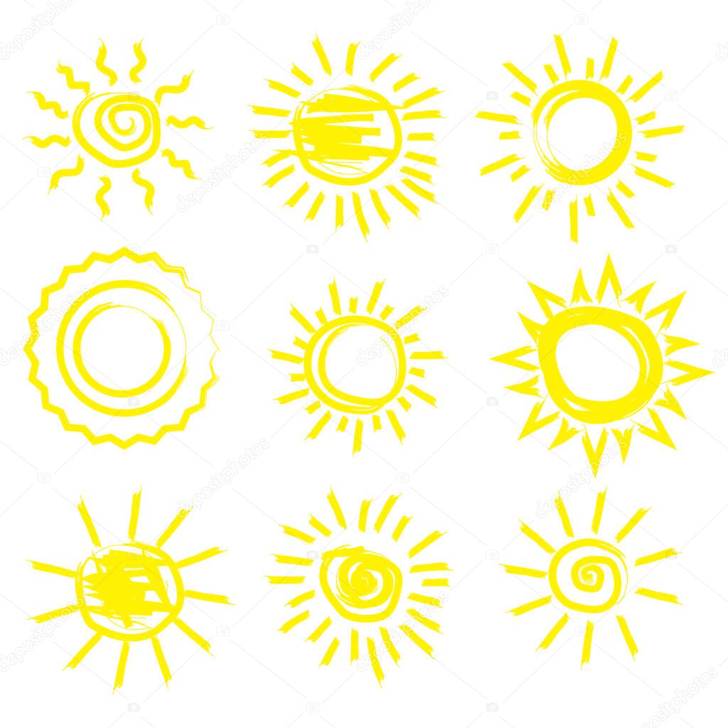 Summer illustration. Sun icon set. Vector illustration. EPS 10.