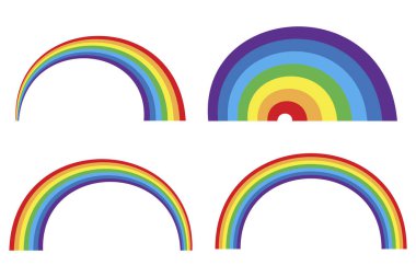 Klasik tarzda ayarlanmış gökkuşağı. Yaz ikonu. Pastel renk. Vektör çizimi. EPS 10.