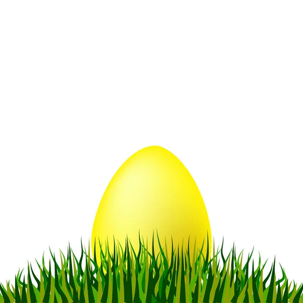 Flat yellow easter egg in grass. Holiday decoration. Vector illustration. EPS 10. — Stock Vector