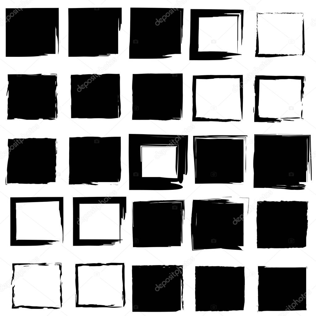 Hand drawn brush squares. Grunge texture background. Ink illustration. Vector illustration. EPS 10.