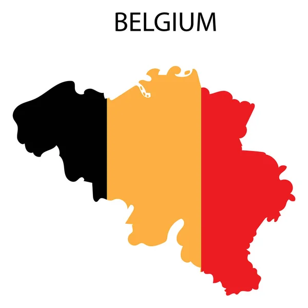 Belgische vlag. Silhouet kaart. belgium kaart vlag op witte achtergrond. Vector illustratie. Voorraadafbeelding. — Stockvector